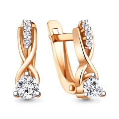 Серьги из красного золота 585 пробы с фианитами