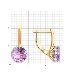 Серьги из красного золота с аметистами