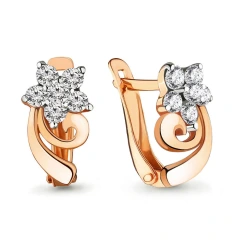 Серьги из красного золота 585 пробы с фианитами