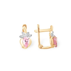 Серьги из красного золота 585 пробы с фианитами
