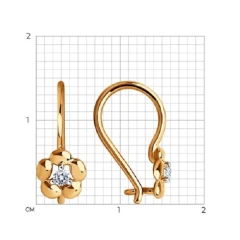 Серьги из красного золота 585 пробы с фианитами