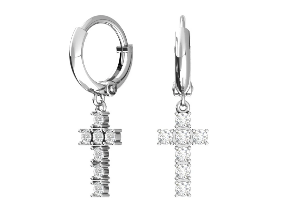 Серьги конго из серебра с фианитами