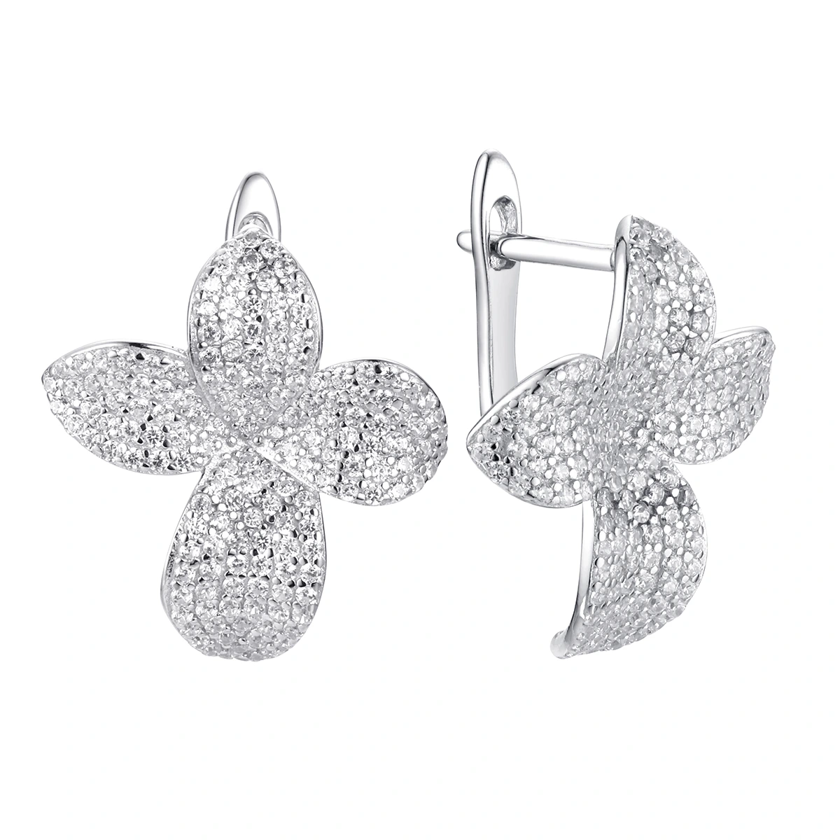 Серьги из серебра с фианитами