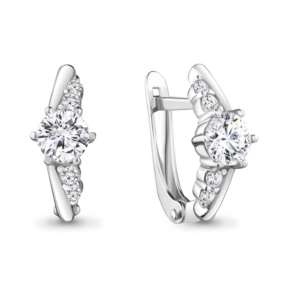 Серьги из серебра с фианитами
