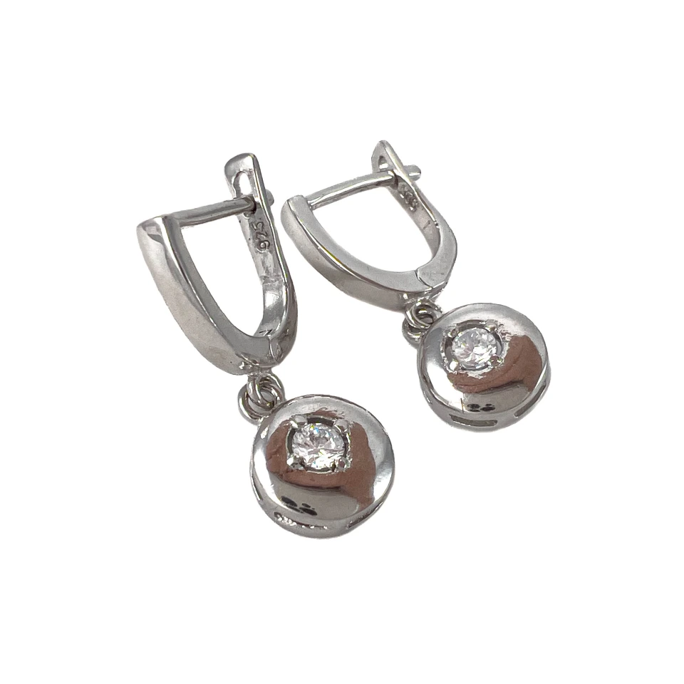 Серьги из серебра с фианитами