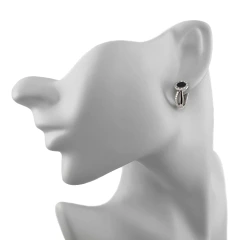 Серьги конго из серебра с цирконом и эмалью