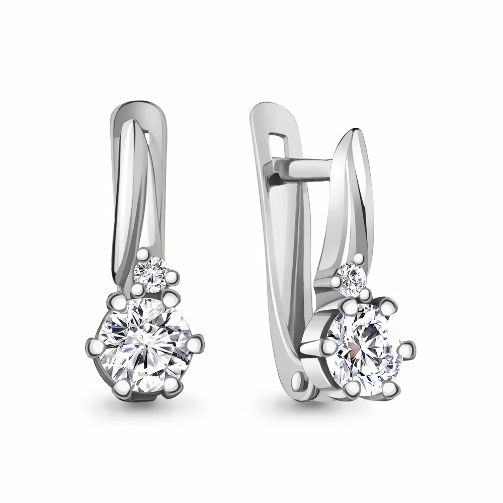 Серьги из серебра с фианитами
