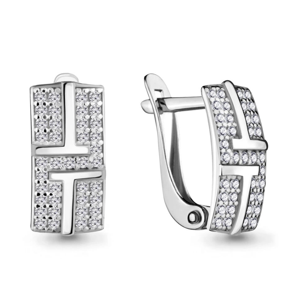 Серьги из серебра с фианитами