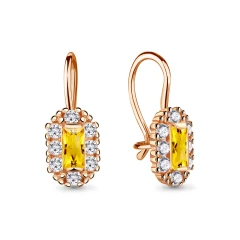 Серьги из красного золота 585 пробы с фианитами