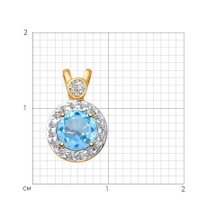 Подвеска из красного золота с топазом и фианитами
