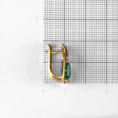 Серьги из красного золота с агатом и фианитами
