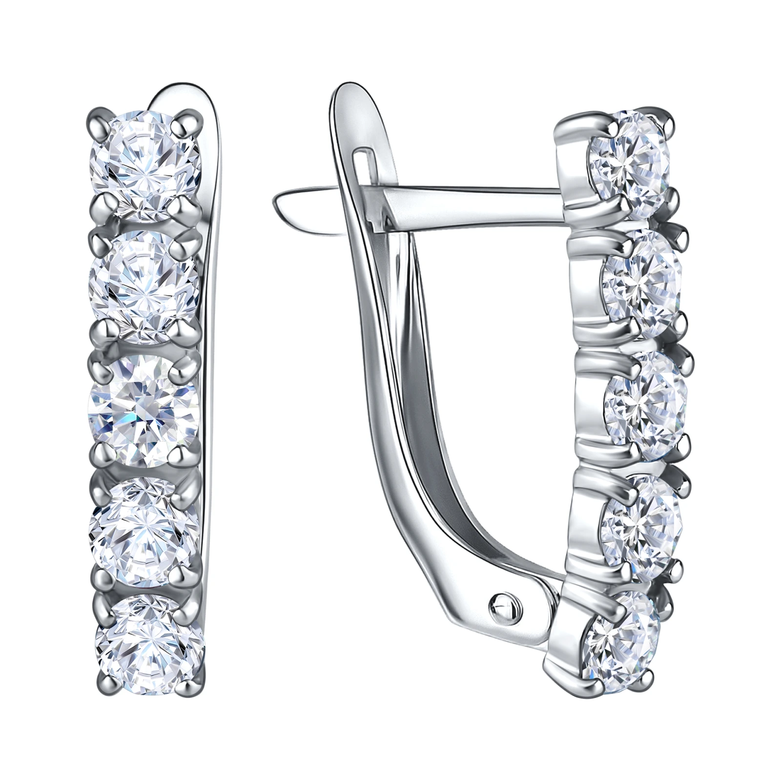 Серьги из серебра с фианитами