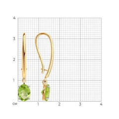 Серьги из красного золота с хризолитом