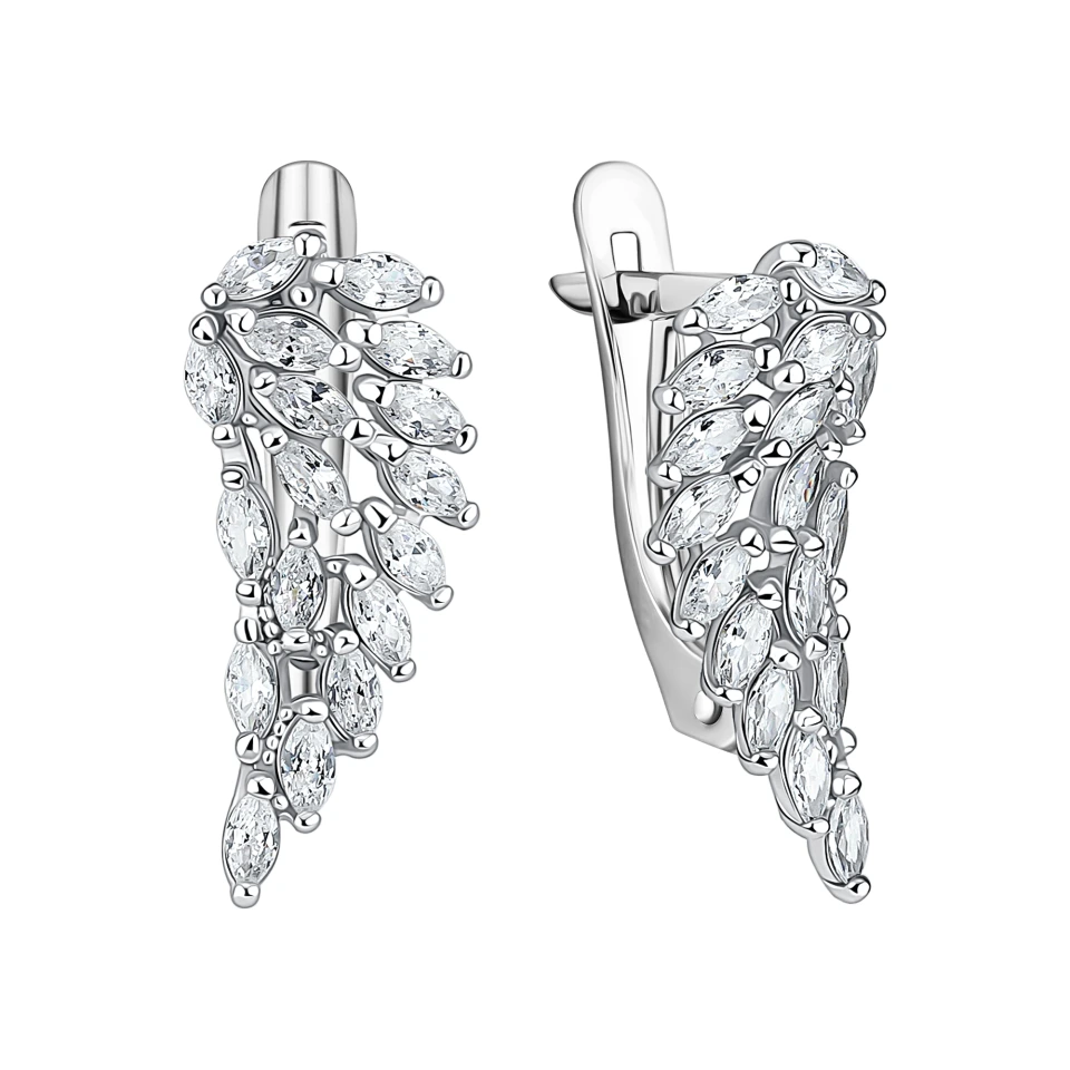 Серьги из серебра с фианитами