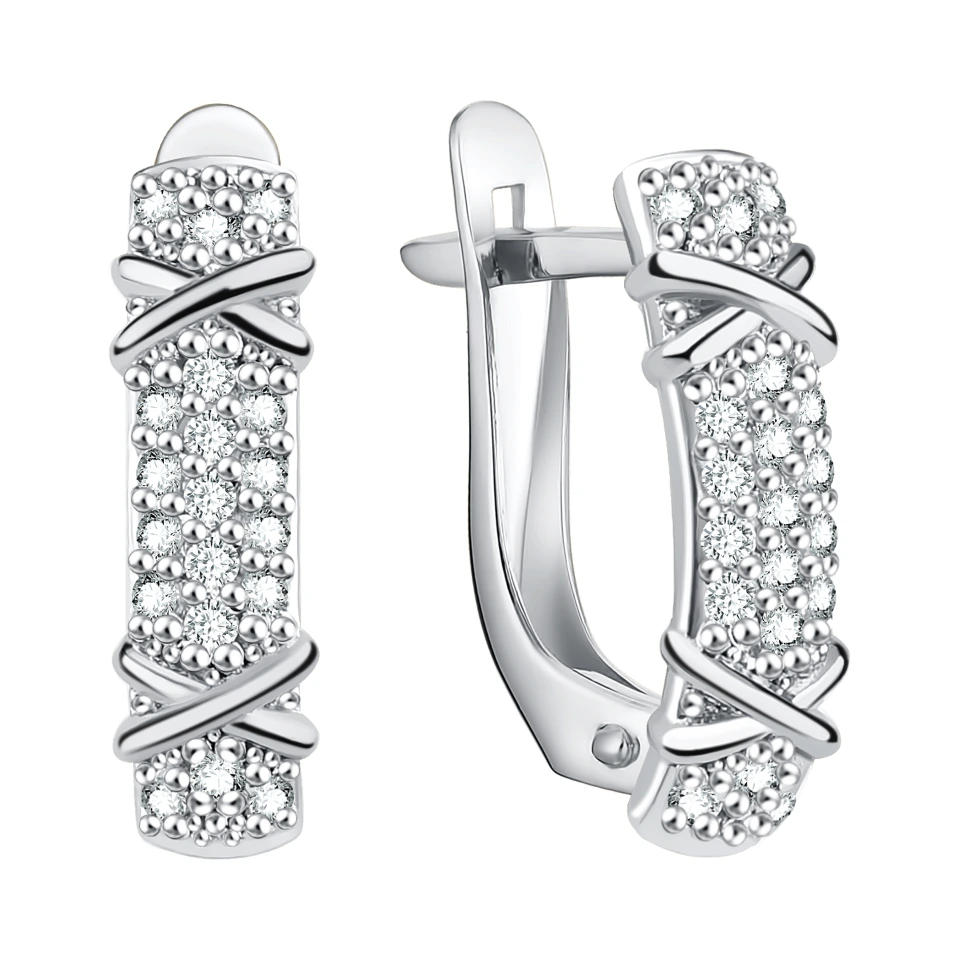 Серьги из серебра с фианитами