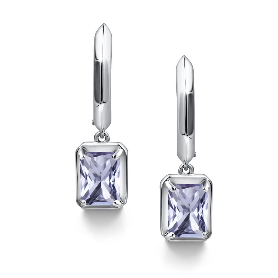 Серьги из серебра с фианитом