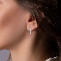 Серьги конго из серебра с фианитами