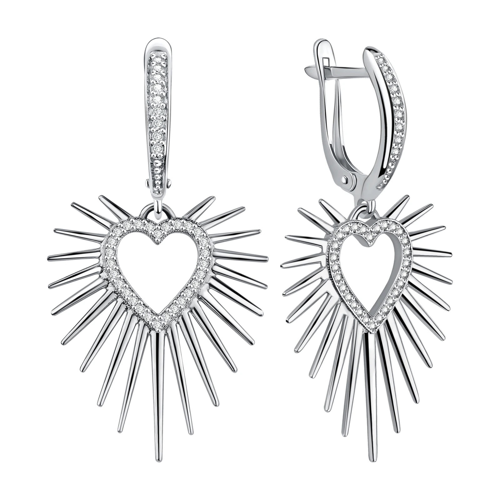 Серьги из серебра с фианитами