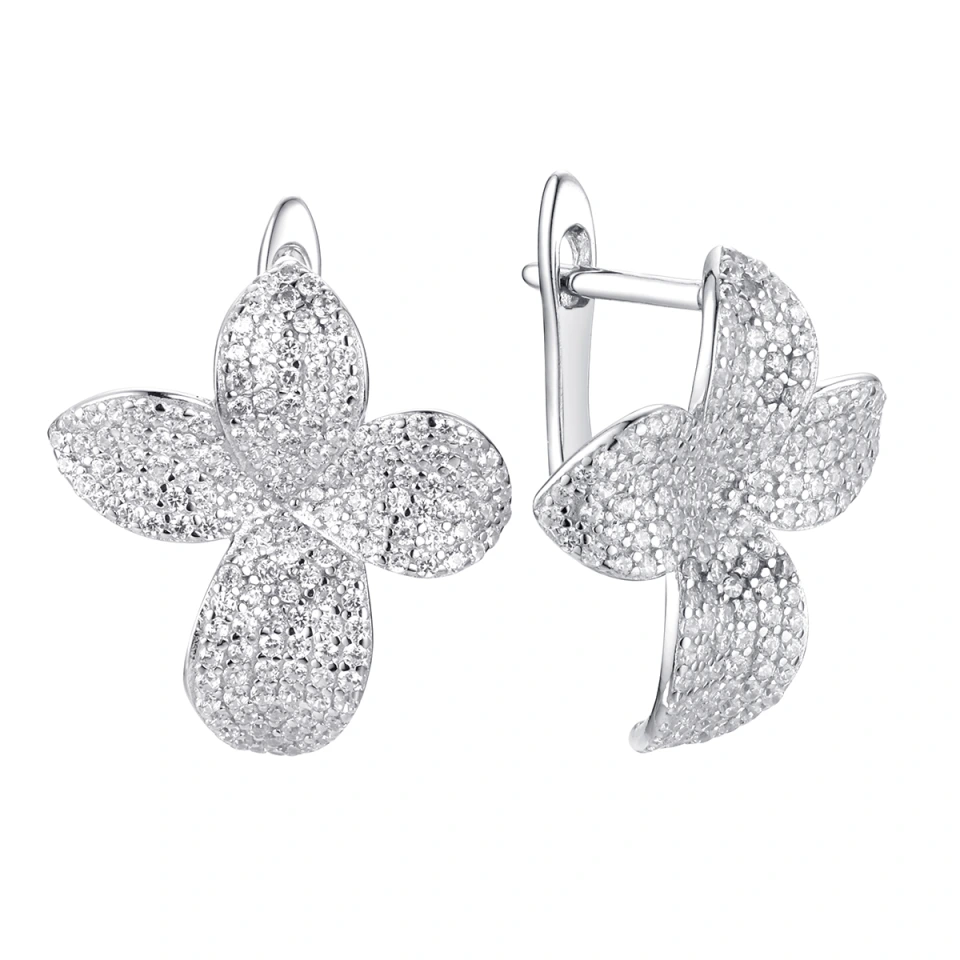 Серьги из серебра с фианитами