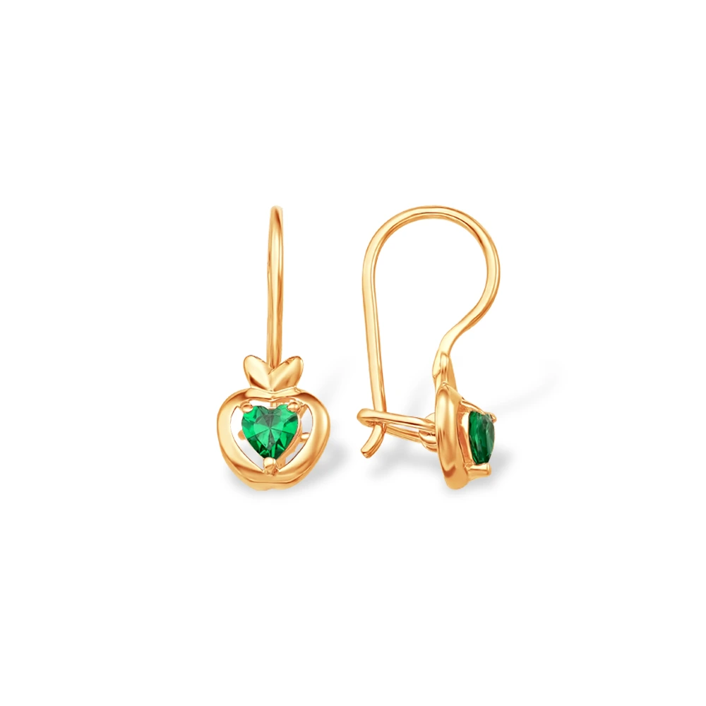 Серьги из красного золота 585 пробы с фианитами
