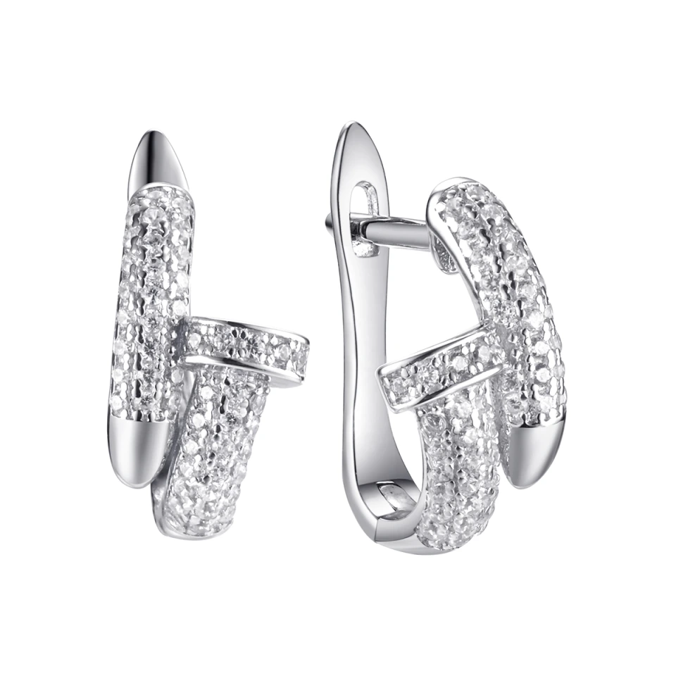 Серьги из серебра с фианитами