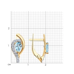 Серьги из красного золота с топазами и фианитами