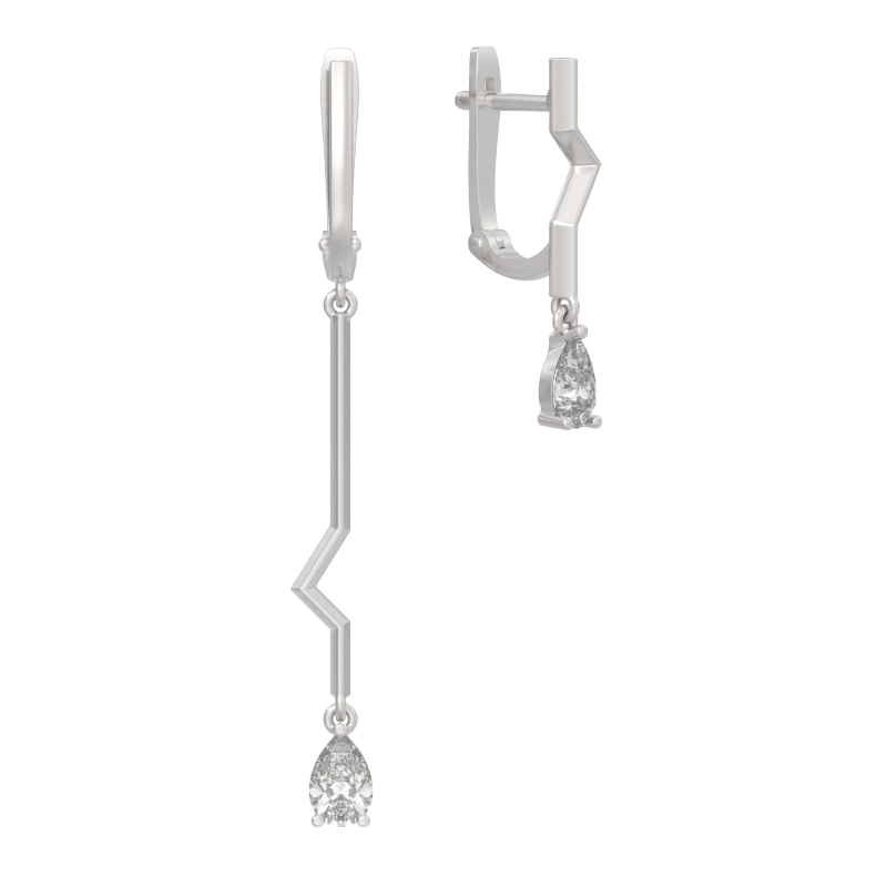 Серьги из серебра с фианитами