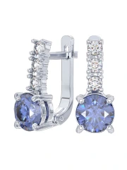 Серьги из серебра с кварцем и фианитами