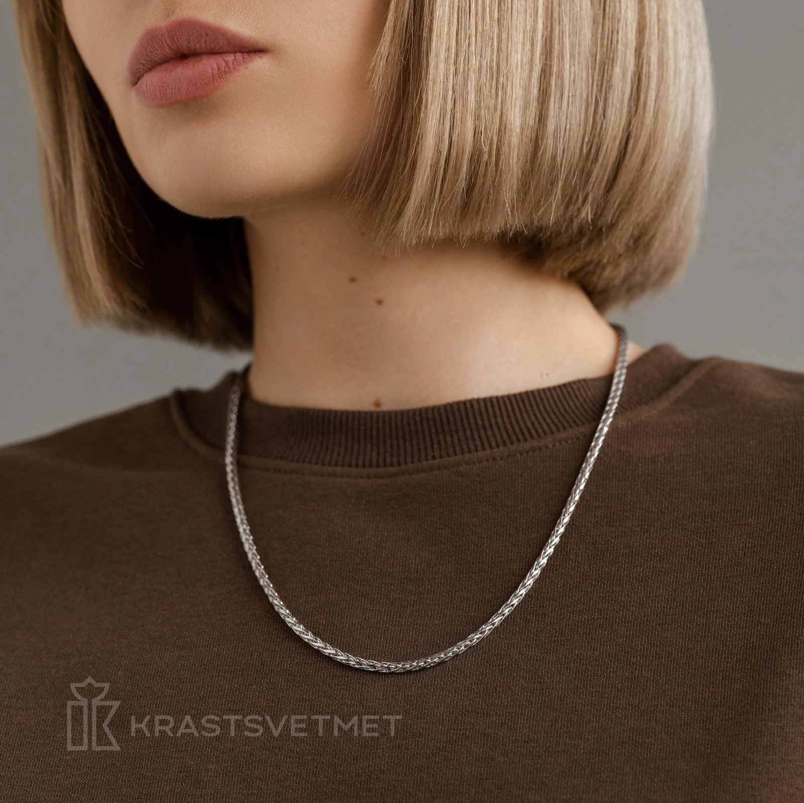 Цепь из серебра 925, плетение «Колос»