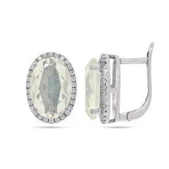 Серьги из серебра с лунным камнем и цирконами