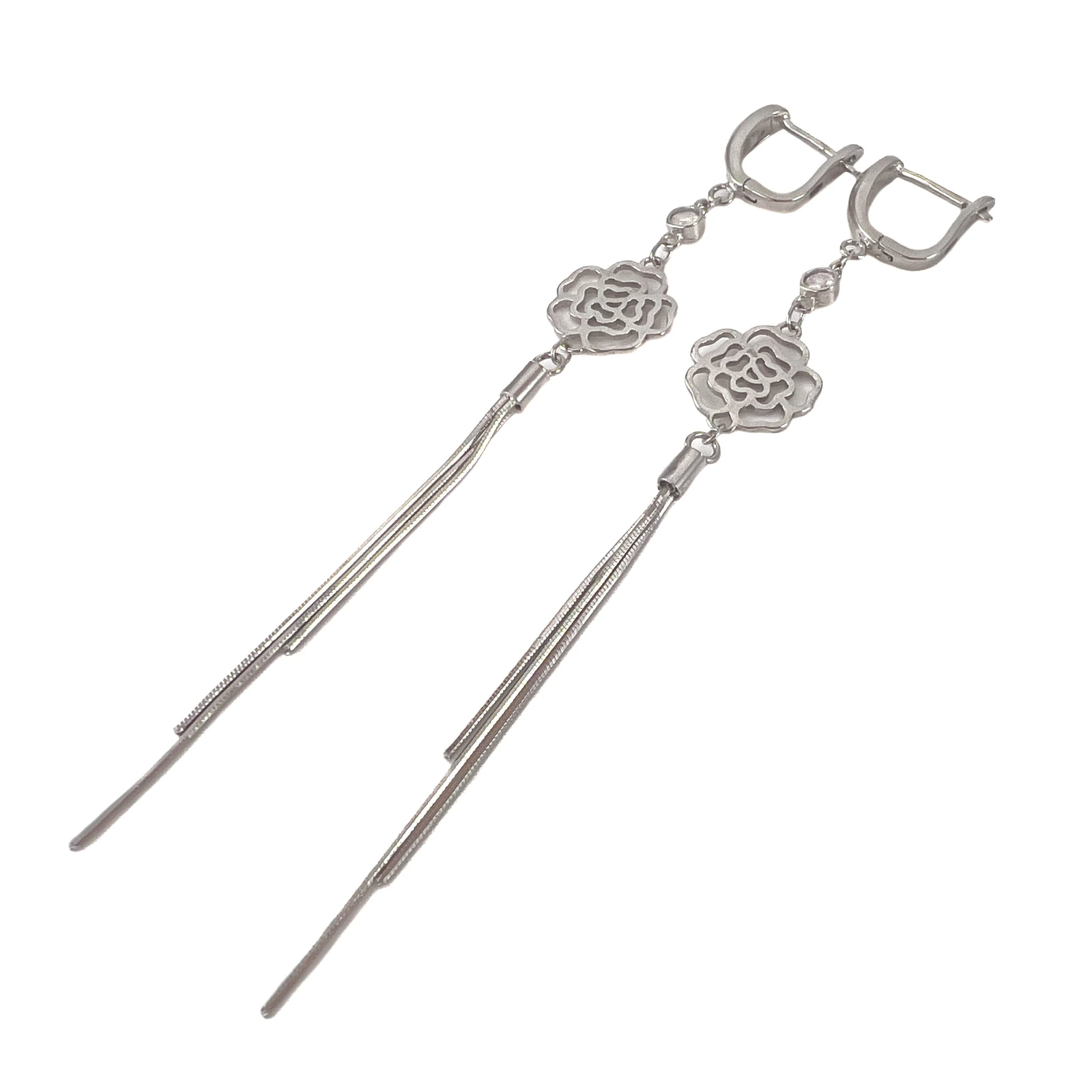 Серьги из серебра с фианитами
