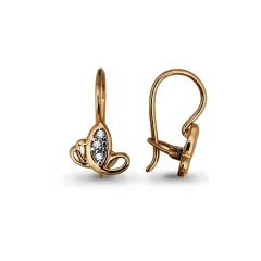 Серьги из красного золота 585 пробы с фианитами