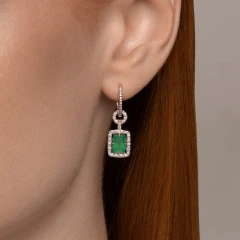 Серьги из красного золота с агатами и фианитами