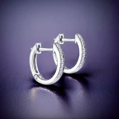 Серьги конго из серебра с фианитами