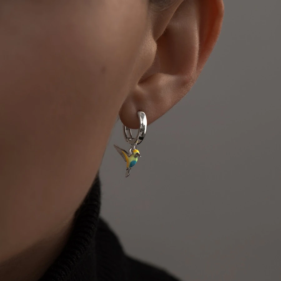 Серьги конго из серебра с эмалью