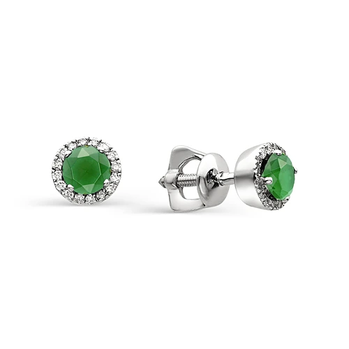 Серьги из серебра с агатами и фианитами