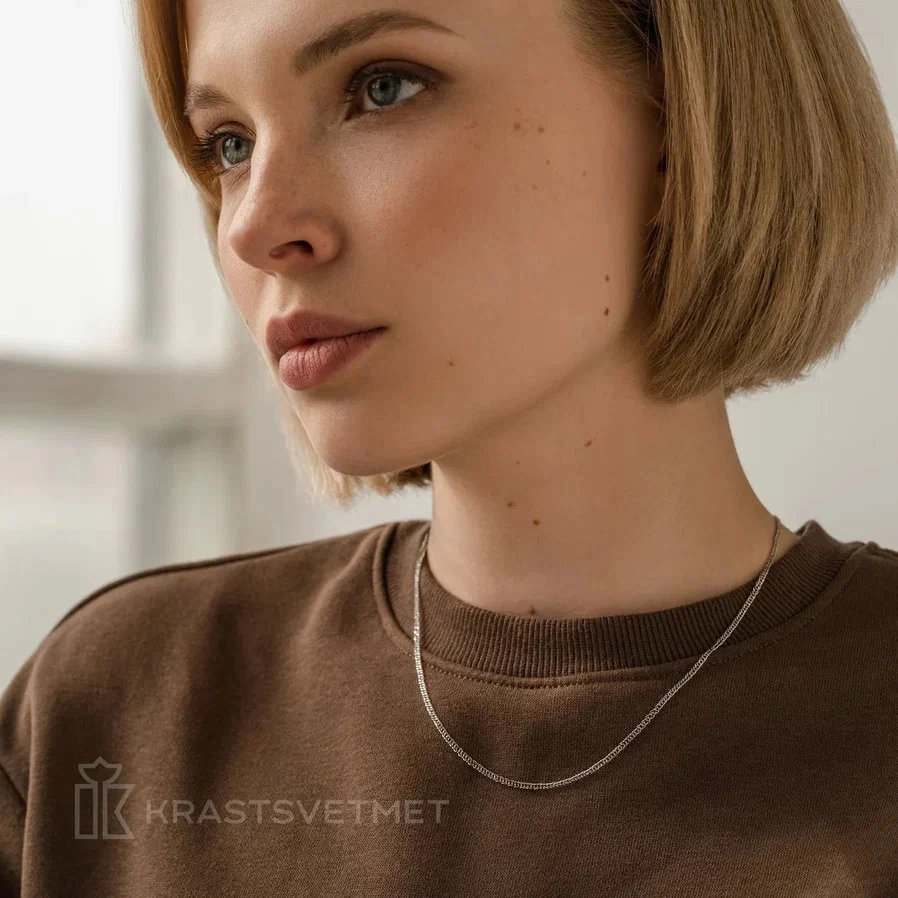 Цепь из серебра 925, плетение «Ромб двойной»