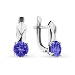 Серьги из белого золота с танзанитами