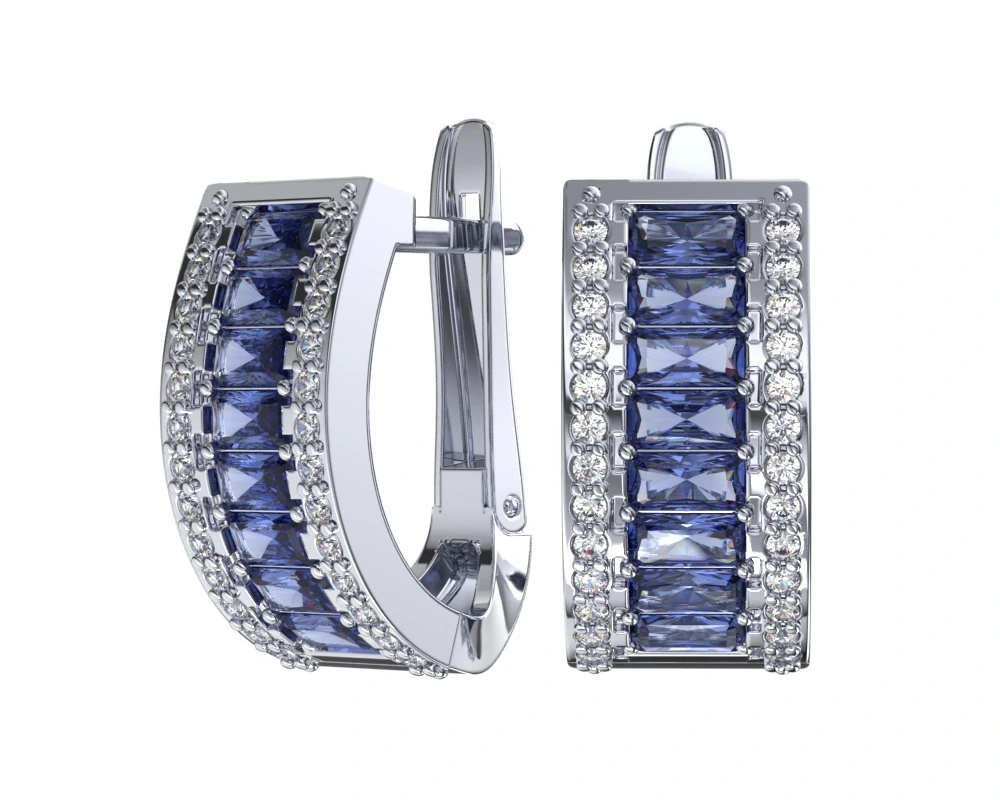 Серьги из серебра с фианитами