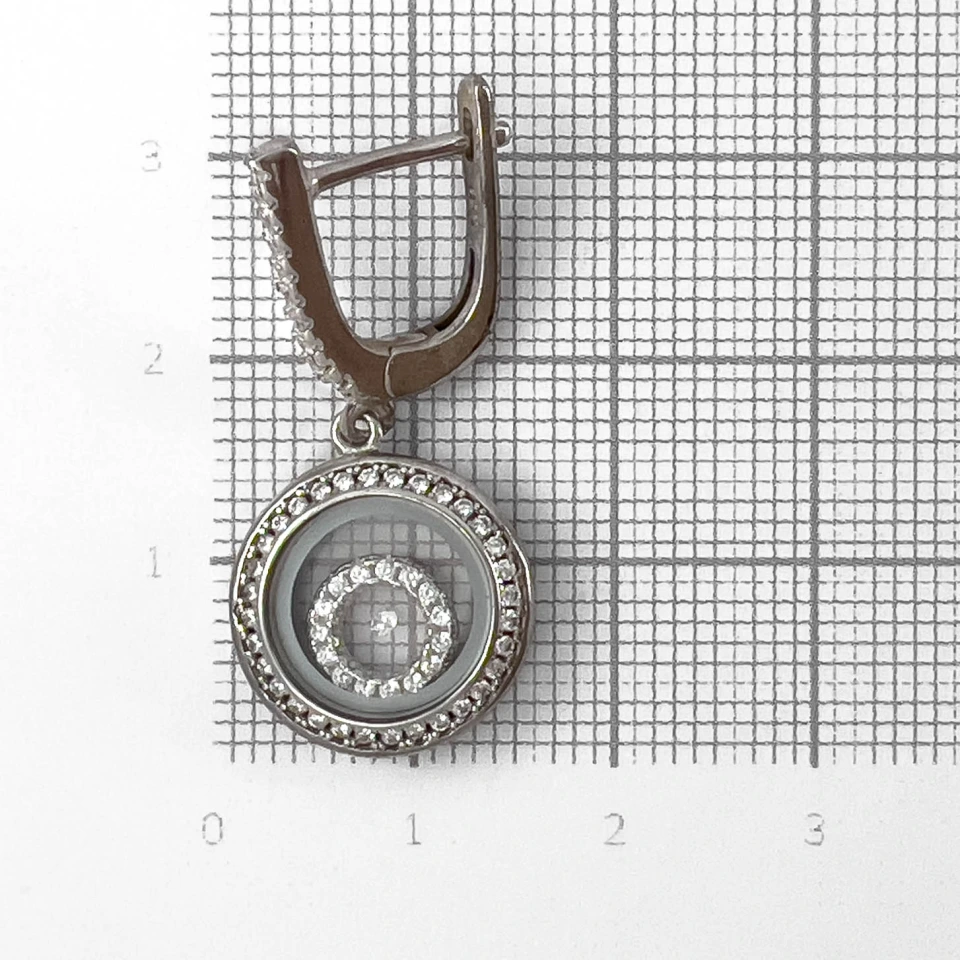 Серьги из серебра с цирконом и стеклом
