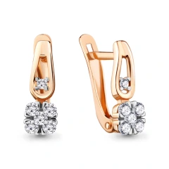Серьги из красного золота 585 пробы с фианитами