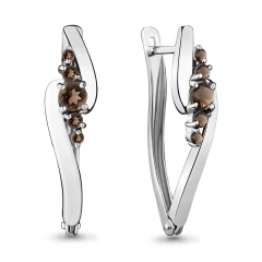 Серьги из серебра с дымчатым кварцем