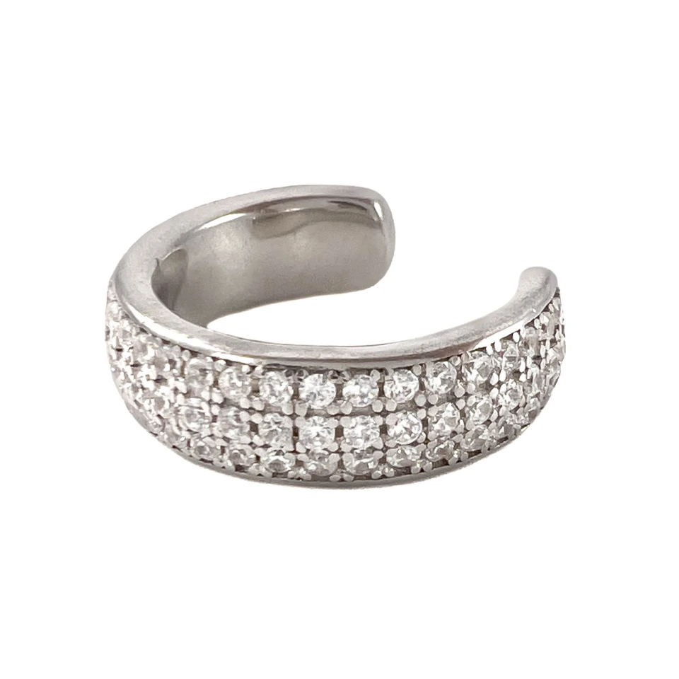 Серьга кафф из серебра с цирконом