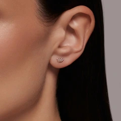 Серьги «Корона» из красного золота 585 пробы с фианитами