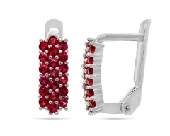 Серьги из серебра с рубинами