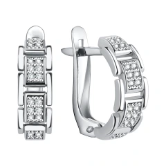 Серьги из серебра с фианитами