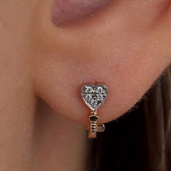 Серьги «Ключики» из красного золота 585 пробы с фианитами