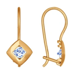 Серьги из красного золота 585 пробы с фианитами
