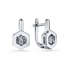 Серьги из белого золота с танцующим бриллиантом