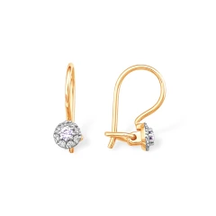 Серьги из красного золота 585 пробы с фианитами